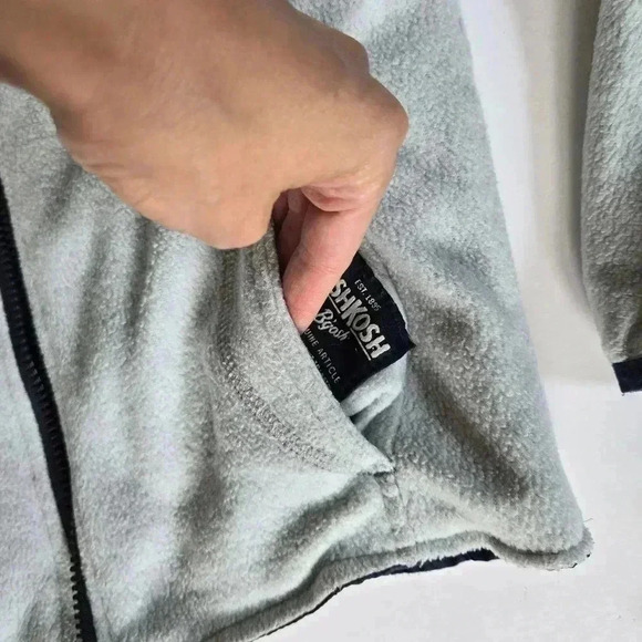 OshKosh reversible blue grey Camo fleece fall winter jacket boys size 8 - Picture 7 of 8